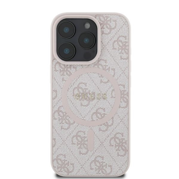 Etui MagSafe dla Apple iPhone 16 Pro Max, Guess, 4G Ring Classic Logo, Różowy