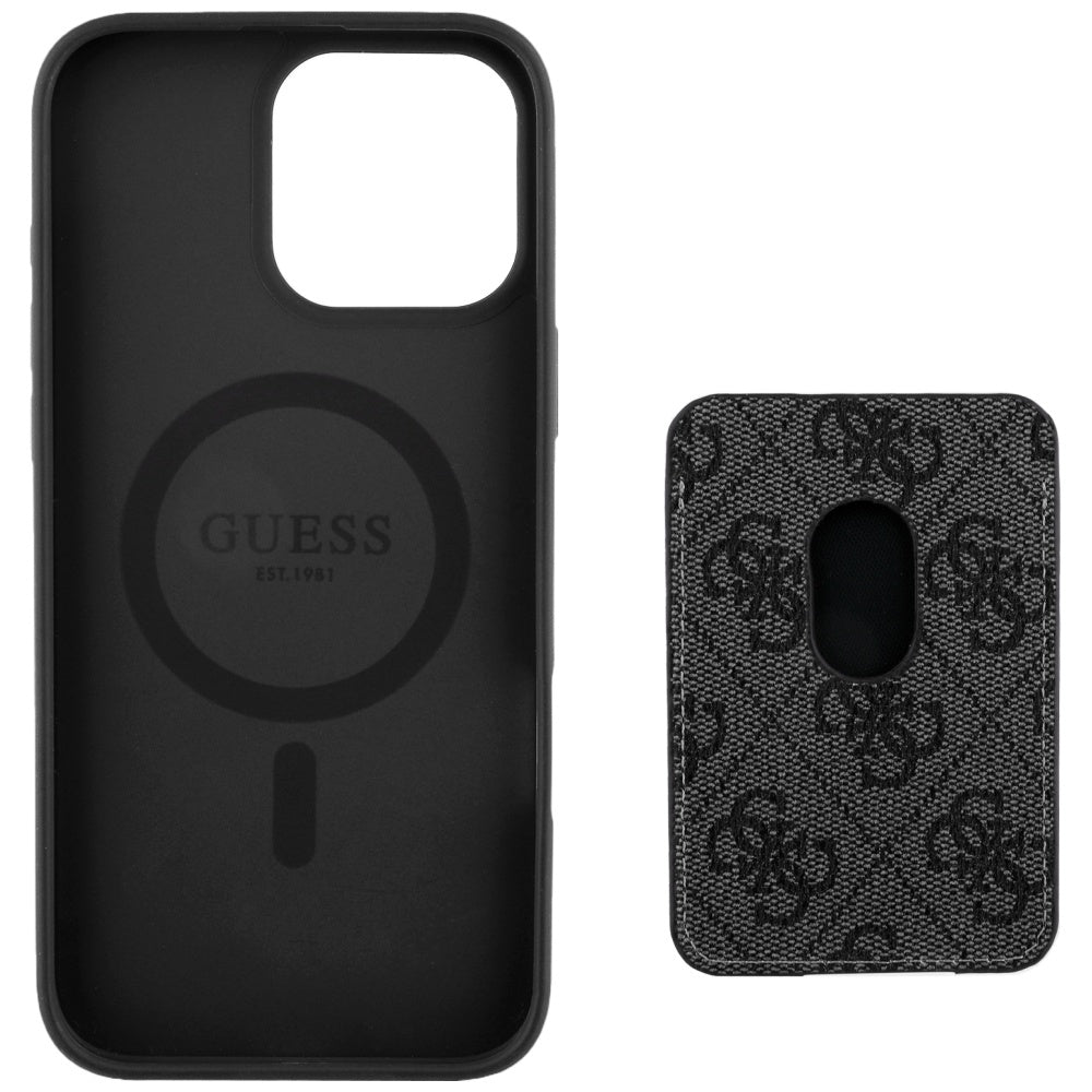 Etui MagSafe dla Apple iPhone 16 Pro Max, Guess, Cardslot 4G Stripes, Czarne