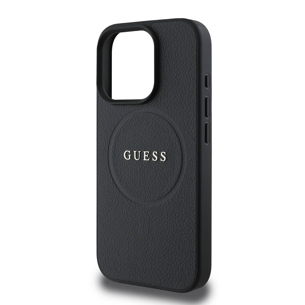 Etui MagSafe dla Apple iPhone 16 Pro Max, Guess, Grained Gold Ring, Czarne