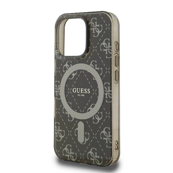 Etui MagSafe dla Apple iPhone 16 Pro Max, Guess, IML 4G Background, Brązowy