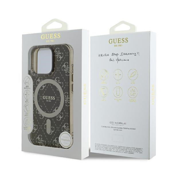 Etui MagSafe dla Apple iPhone 16 Pro Max, Guess, IML 4G Background, Brązowy