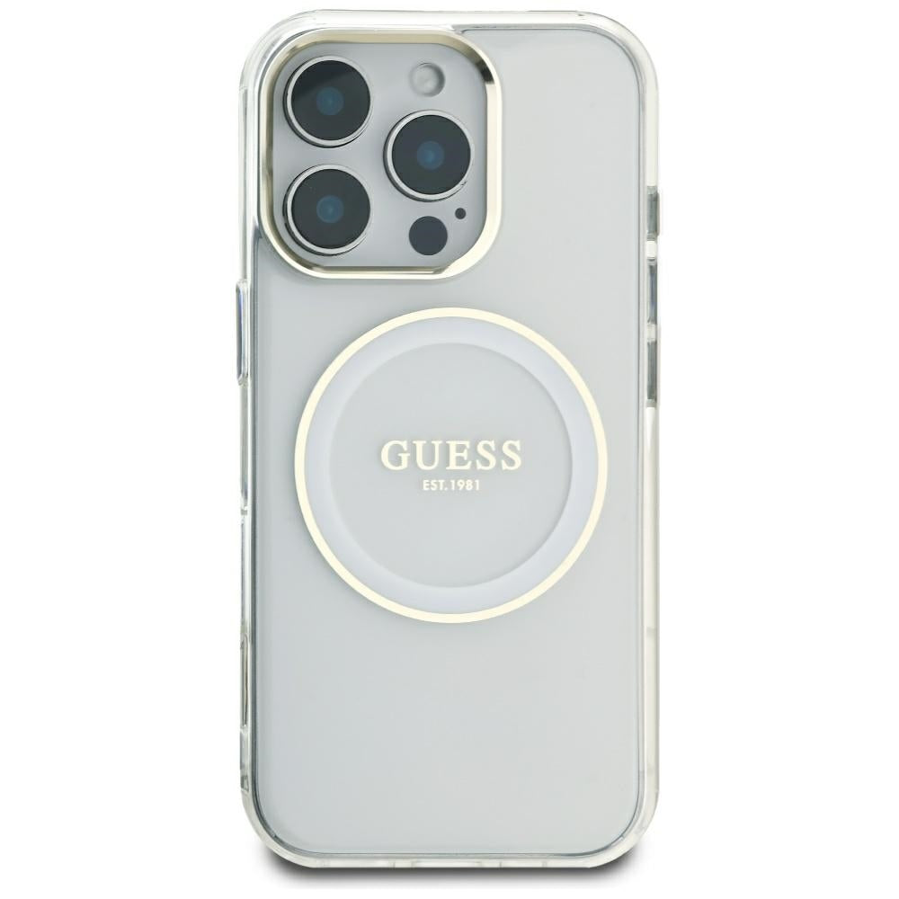 Etui MagSafe dla Apple iPhone 16 Pro Max, Guess, IML Metal Colored Circle, Białe