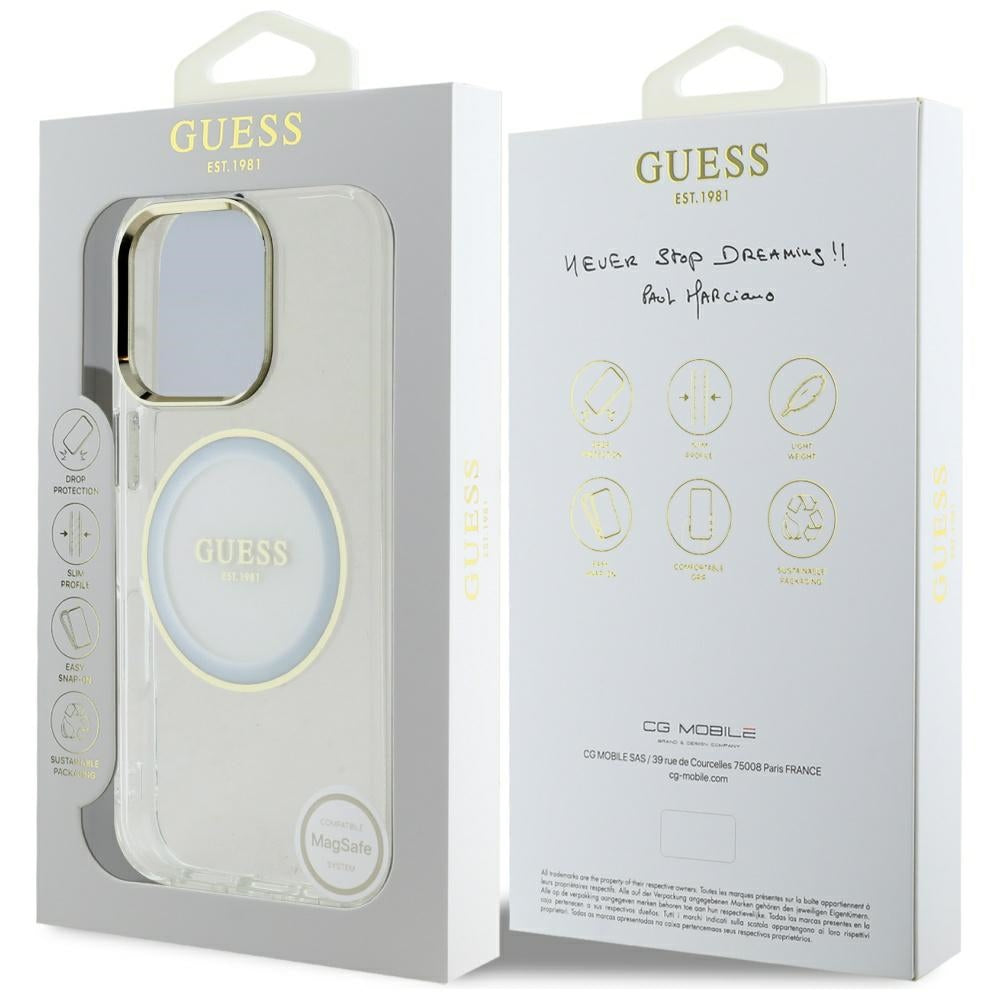Etui MagSafe dla Apple iPhone 16 Pro Max, Guess, IML Metal Colored Circle, Białe