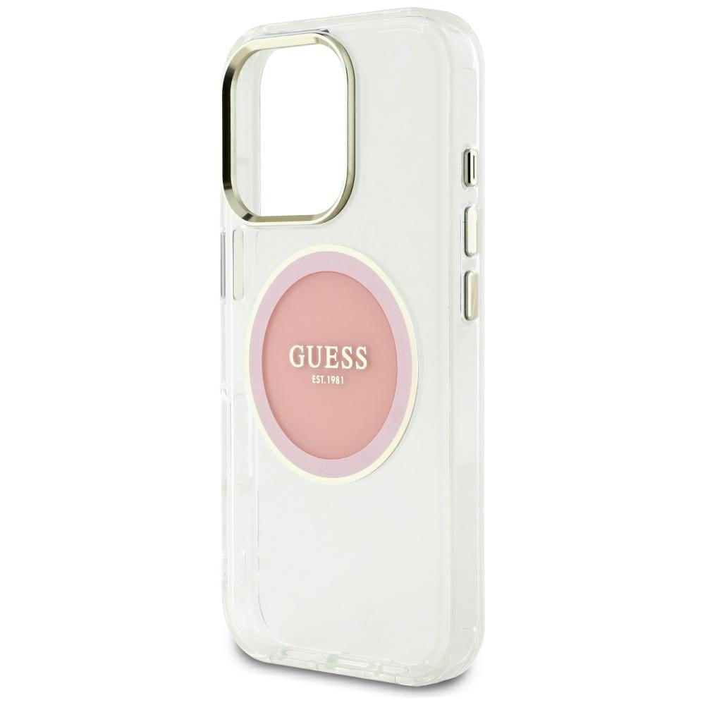 Etui MagSafe dla Apple iPhone 16 Pro Max, Guess, IML Metal Colored Circle, Różowy