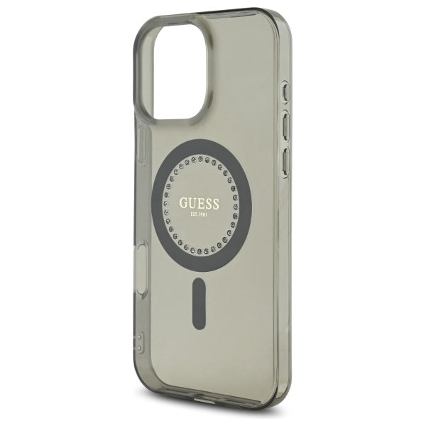 Etui MagSafe dla Apple iPhone 16 Pro Max, Guess, IML Rhinestone, Czarne