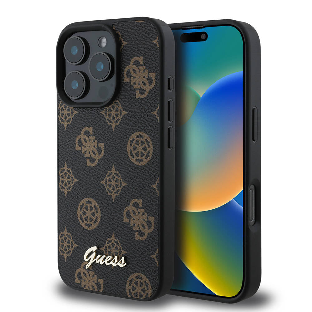 Etui MagSafe dla Apple iPhone 16 Pro Max, Guess, Peony Script, Czarne