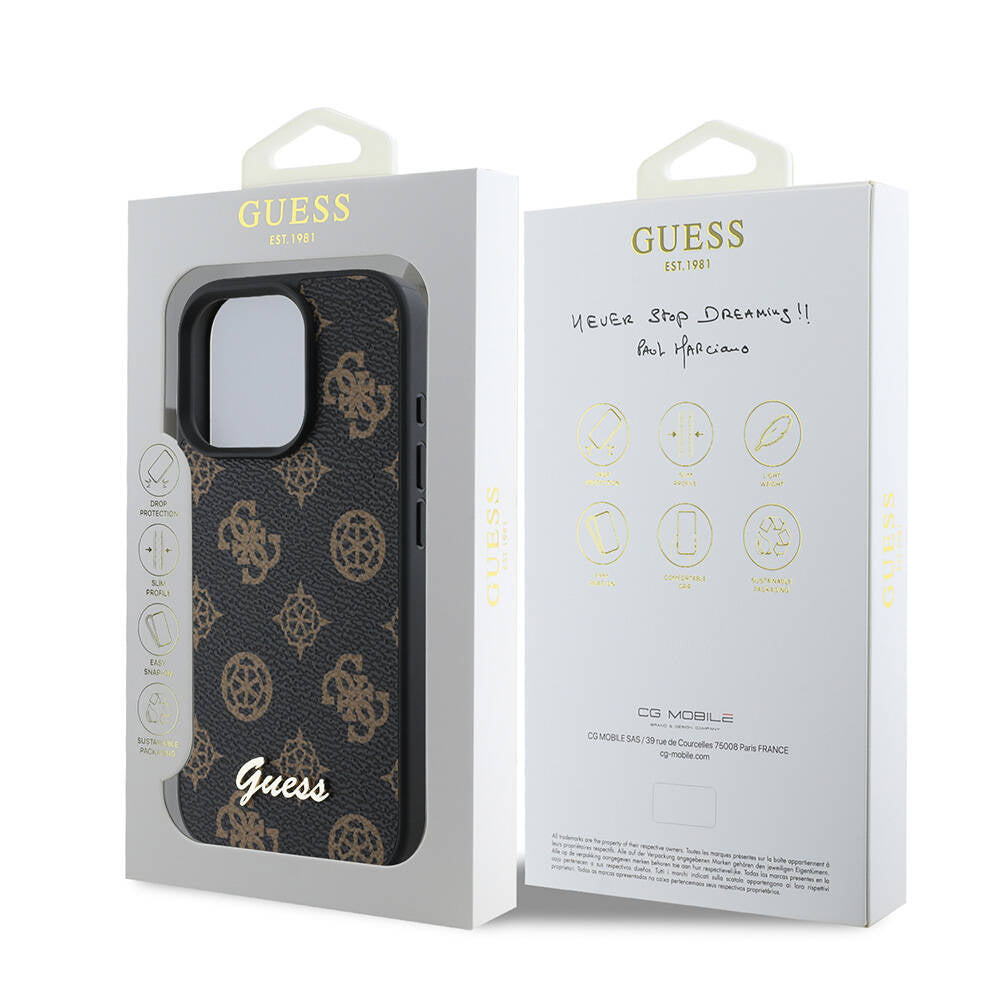 Etui MagSafe dla Apple iPhone 16 Pro Max, Guess, Peony Script, Czarne