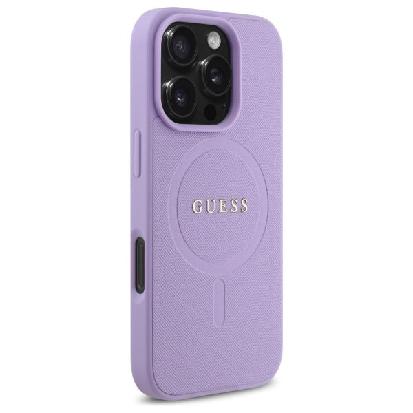 Etui MagSafe dla Apple iPhone 16 Pro Max, Guess, Saffiano, Fioletowy