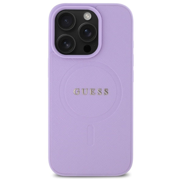 Etui MagSafe dla Apple iPhone 16 Pro Max, Guess, Saffiano, Fioletowy