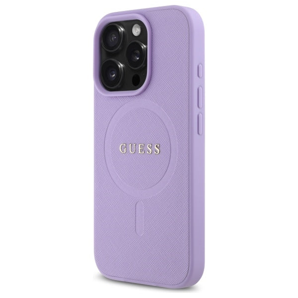 Etui MagSafe dla Apple iPhone 16 Pro Max, Guess, Saffiano, Fioletowy