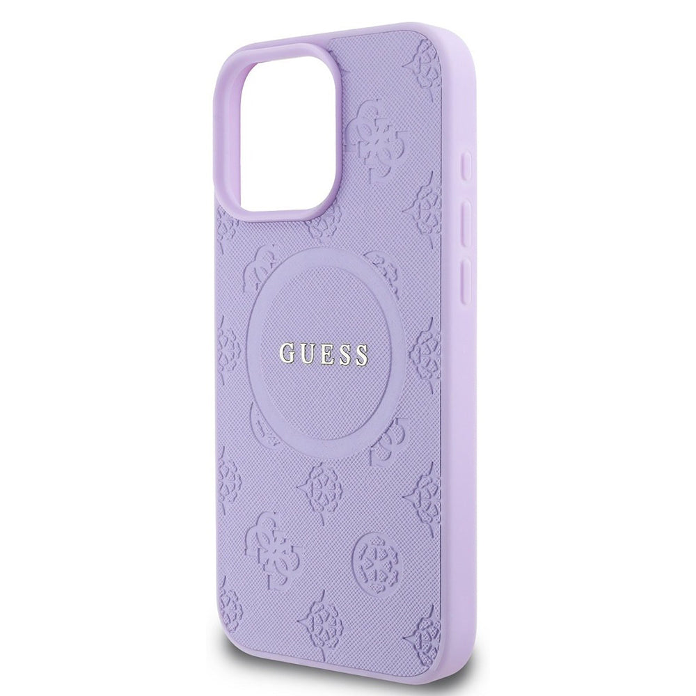 Etui MagSafe dla Apple iPhone 16 Pro Max, Guess, Saffiano Peony Classic Logo, Fioletowy