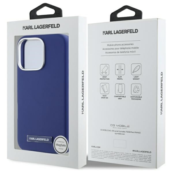 Etui MagSafe dla Apple iPhone 16 Pro Max, Karl Lagerfeld, FW Metal Plate, Niebieskie