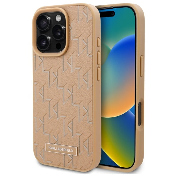 Etui MagSafe dla Apple iPhone 16 Pro Max, Karl Lagerfeld, Hot Stamp, Beżowy