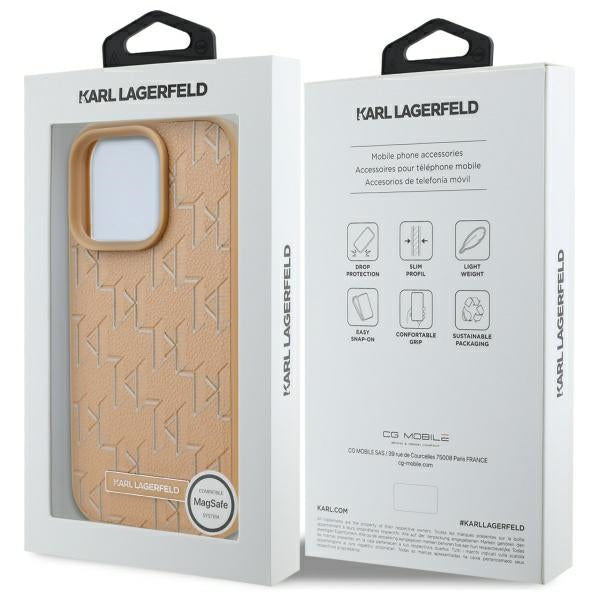 Etui MagSafe dla Apple iPhone 16 Pro Max, Karl Lagerfeld, Hot Stamp, Beżowy