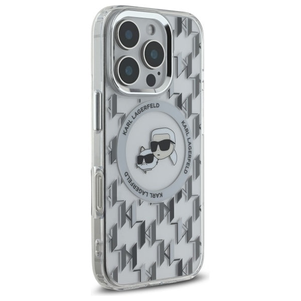 Etui MagSafe dla Apple iPhone 16 Pro Max, Karl Lagerfeld, IML Monogram Karl & Choupette's Heads, Przezroczyste