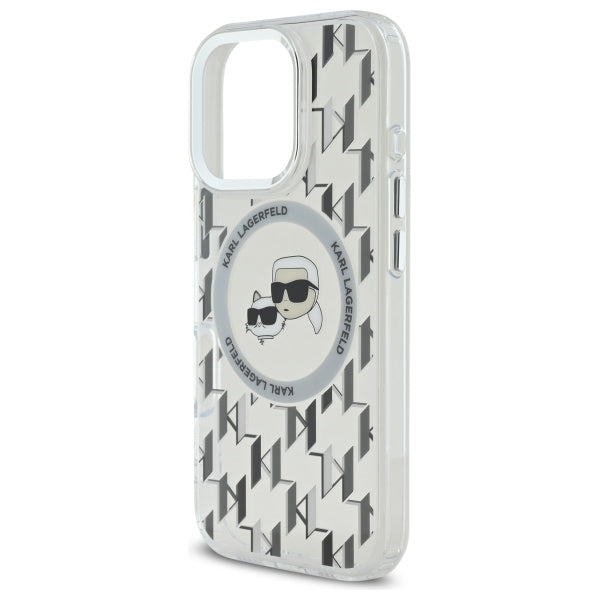Etui MagSafe dla Apple iPhone 16 Pro Max, Karl Lagerfeld, IML Monogram Karl & Choupette's Heads, Przezroczyste