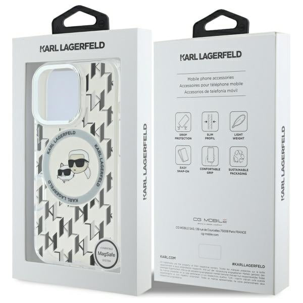 Etui MagSafe dla Apple iPhone 16 Pro Max, Karl Lagerfeld, IML Monogram Karl & Choupette's Heads, Przezroczyste
