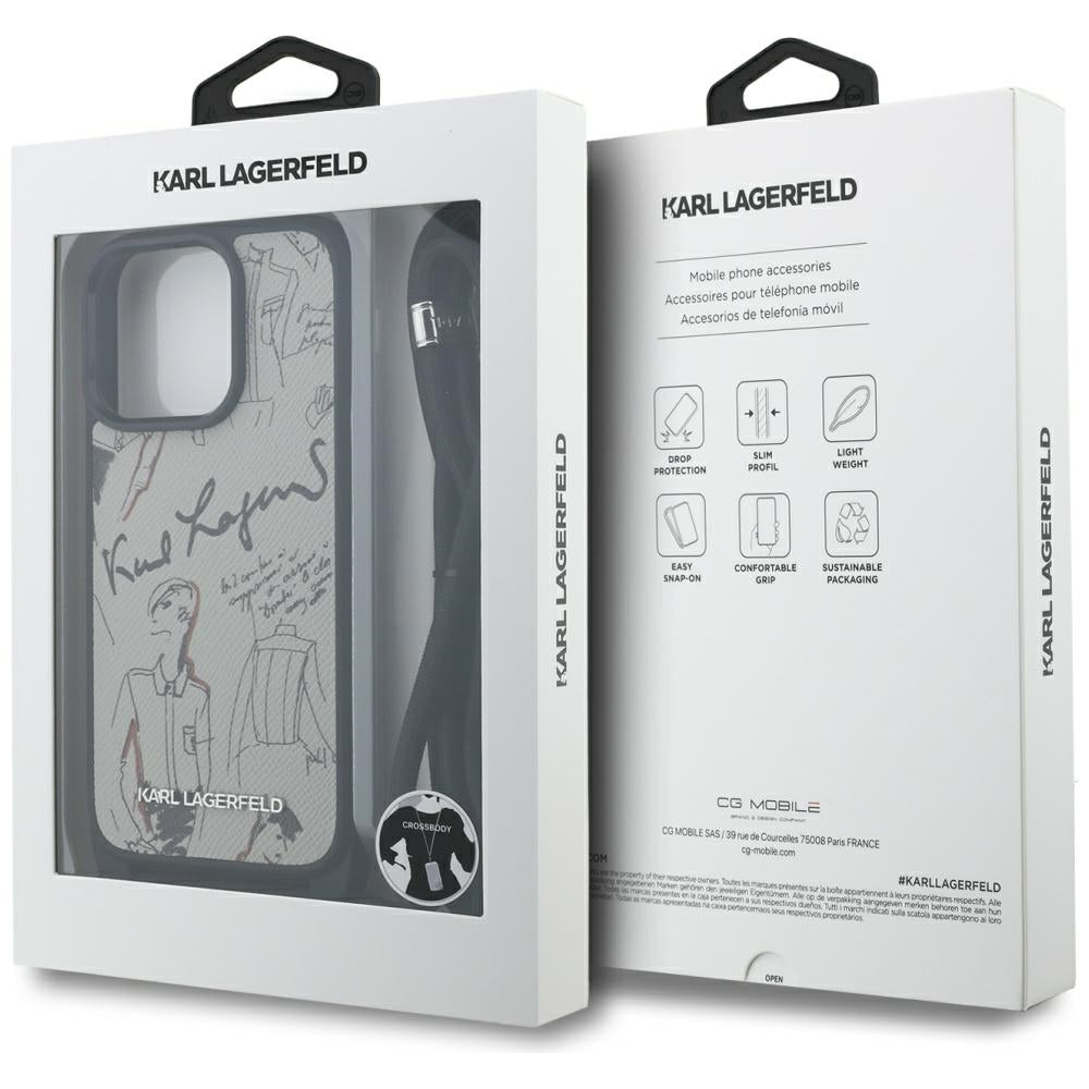 Etui MagSafe dla Apple iPhone 16 Pro Max, Karl Lagerfeld, Saffiano Crossbody, Szare