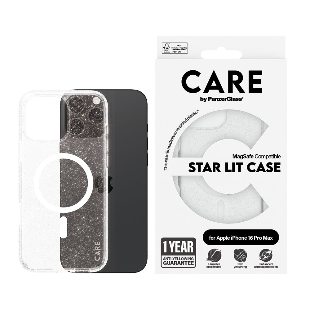 Etui MagSafe dla Apple iPhone 16 Pro Max, PanzerGlass, Care Urban Combat Star Lit, Przezroczyste Białe