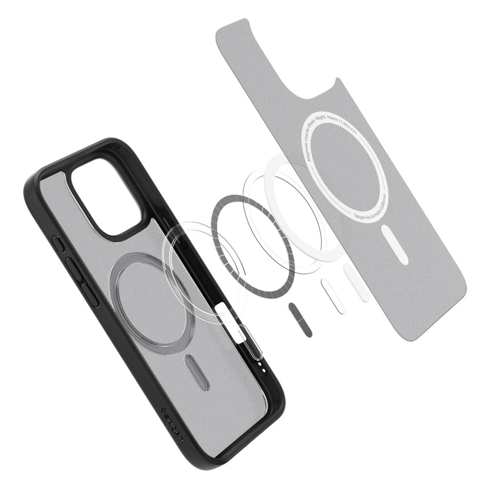 Etui MagSafe do Apple iPhone 16 Pro Max, Spigen, Ultra Hybrid, Czarna Satynowa ACS08003