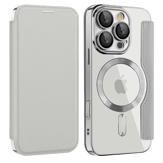 MagSafe Case for Apple iPhone 16 Pro Max, Techsuit, SmartMag Book, Gray