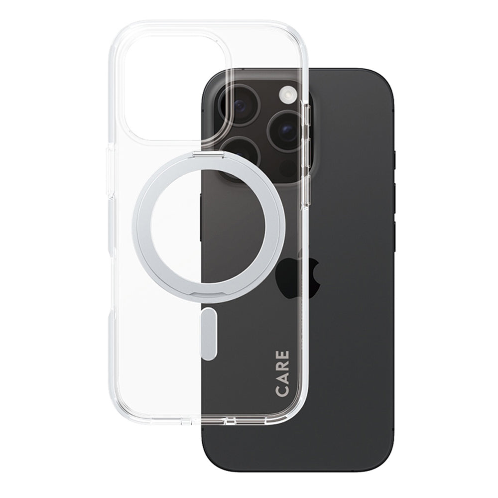 Etui MagSafe dla Apple iPhone 16 Pro, PanzerGlass, z funkcją podstawki, Przezroczyste Srebrne