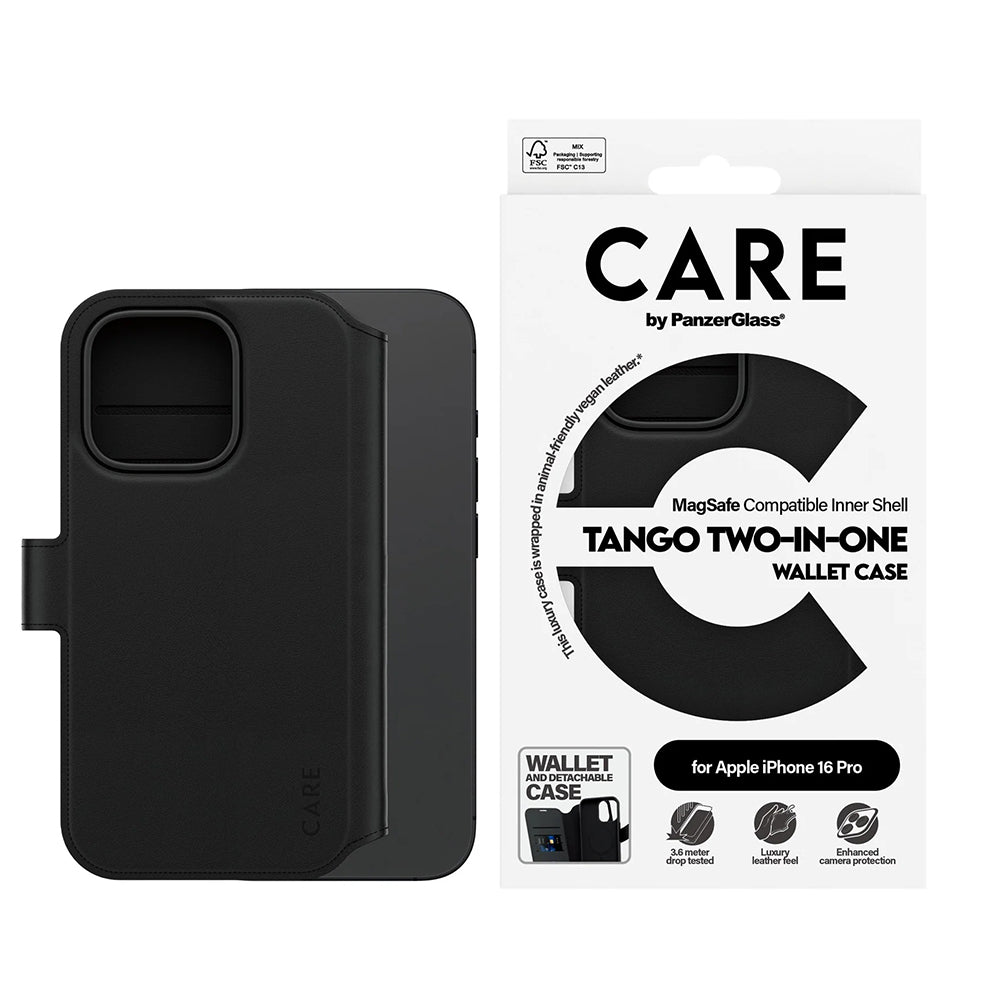 Etui MagSafe dla Apple iPhone 16 Pro, PanzerGlass, Care Feature Tango Two-in-One, Czarne