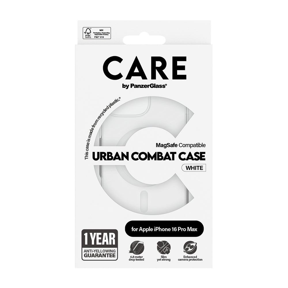 Etui MagSafe dla Apple iPhone 16 Pro, PanzerGlass, Care Urban Combat, Przezroczyste Białe