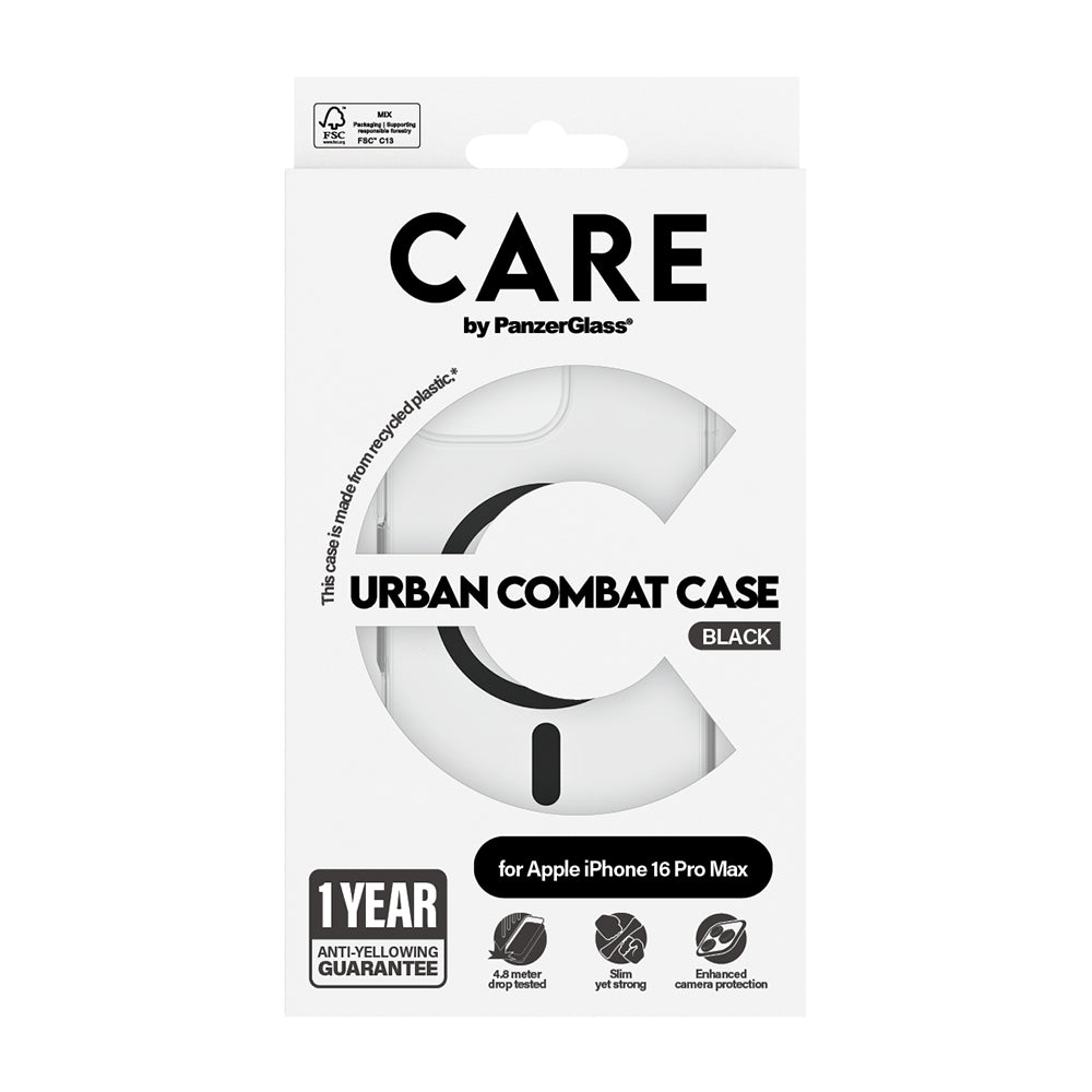Etui MagSafe dla Apple iPhone 16 Pro, PanzerGlass, Care Urban Combat, Czarne Przezroczyste