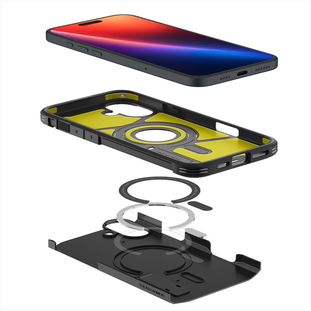 Etui MagSafe do Apple iPhone 16, Spigen, Tough Armor, czarne ACS08216