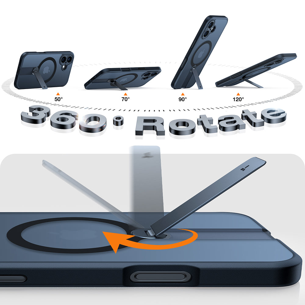 Etui MagSafe dla Apple iPhone 16, Torras, Pstand Spin, Czarne