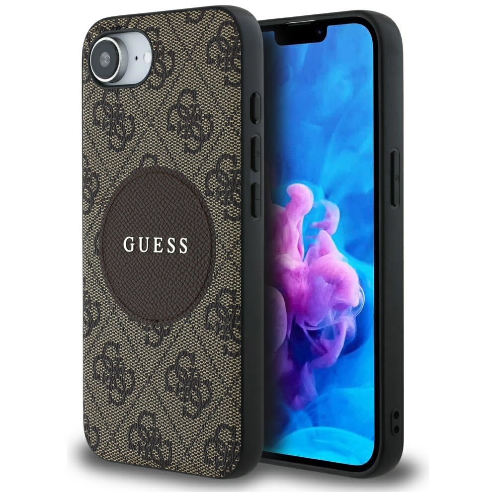 Etui MagSafe dla Apple iPhone 17e / 16e, Guess, 4G Circle Classic Logo, Brązowy