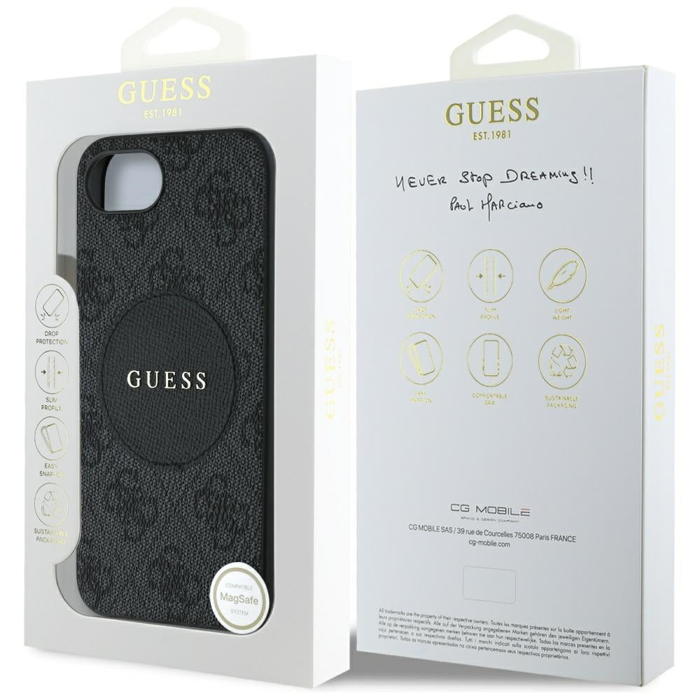 Etui MagSafe dla Apple iPhone 17e / 16e, Guess, 4G Circle Classic Logo, Brązowy