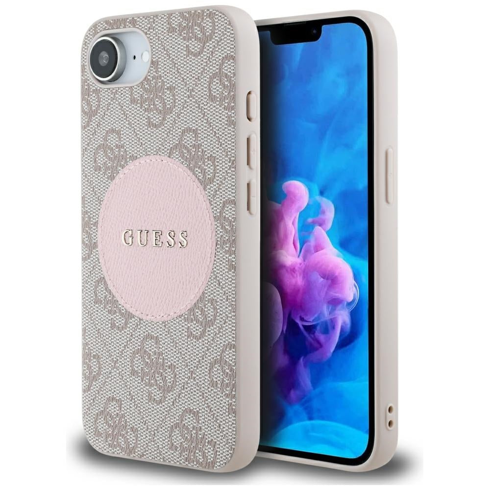 Etui MagSafe dla Apple iPhone 17e / 16e, Guess, 4G Circle Classic Logo, Różowy