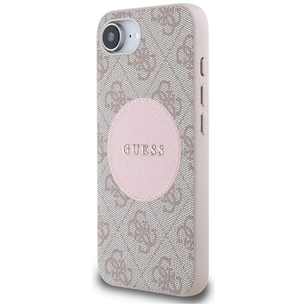 Etui MagSafe dla Apple iPhone 17e / 16e, Guess, 4G Circle Classic Logo, Różowy