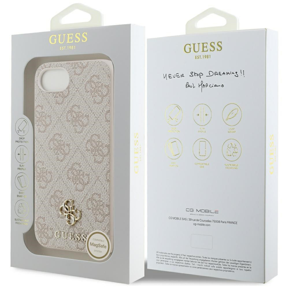 Etui MagSafe dla Apple iPhone 17e / 16e, Guess, 4G Classic, Różowy