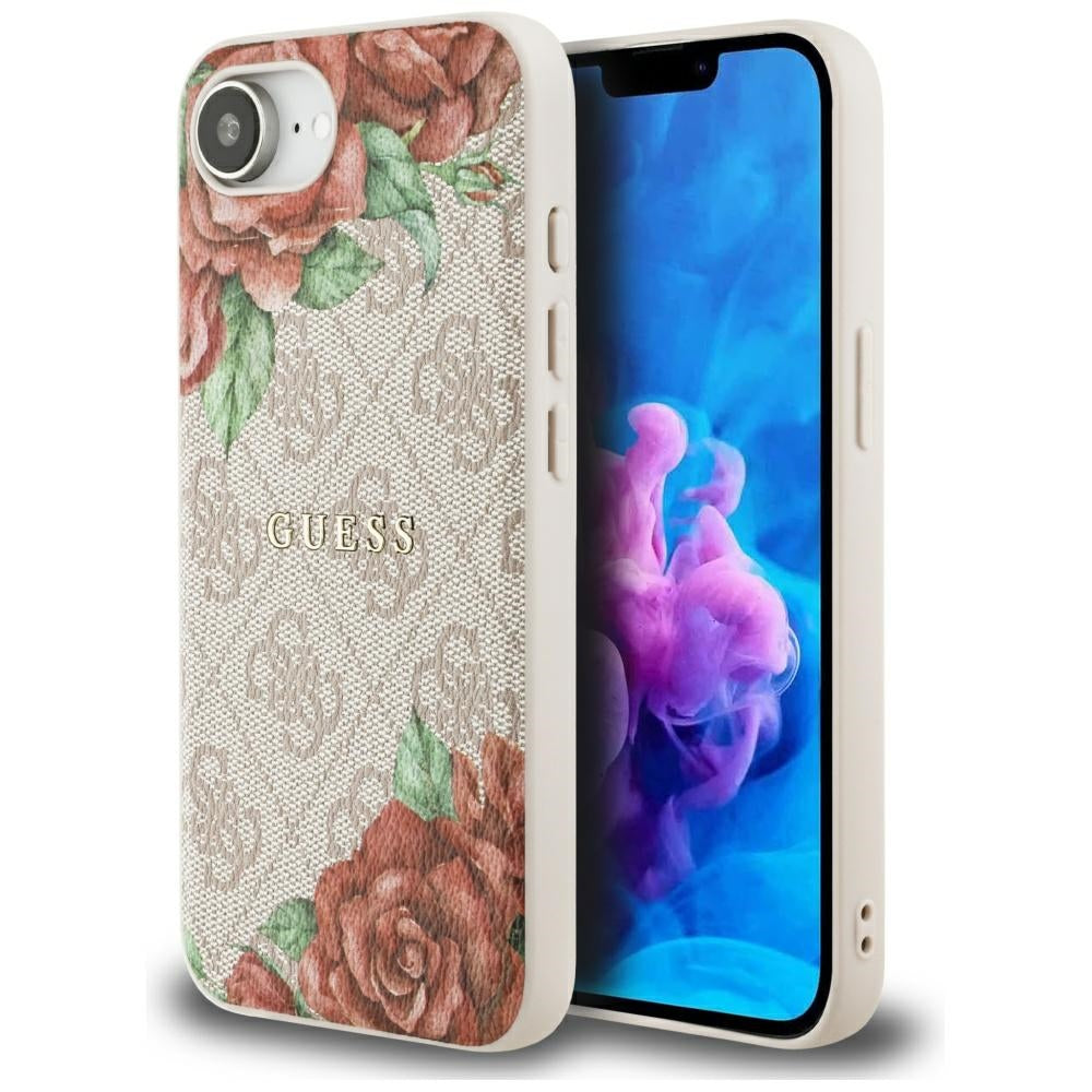 Etui MagSafe dla Apple iPhone 17e / 16e, Guess, 4G Flowers Print, Różowy