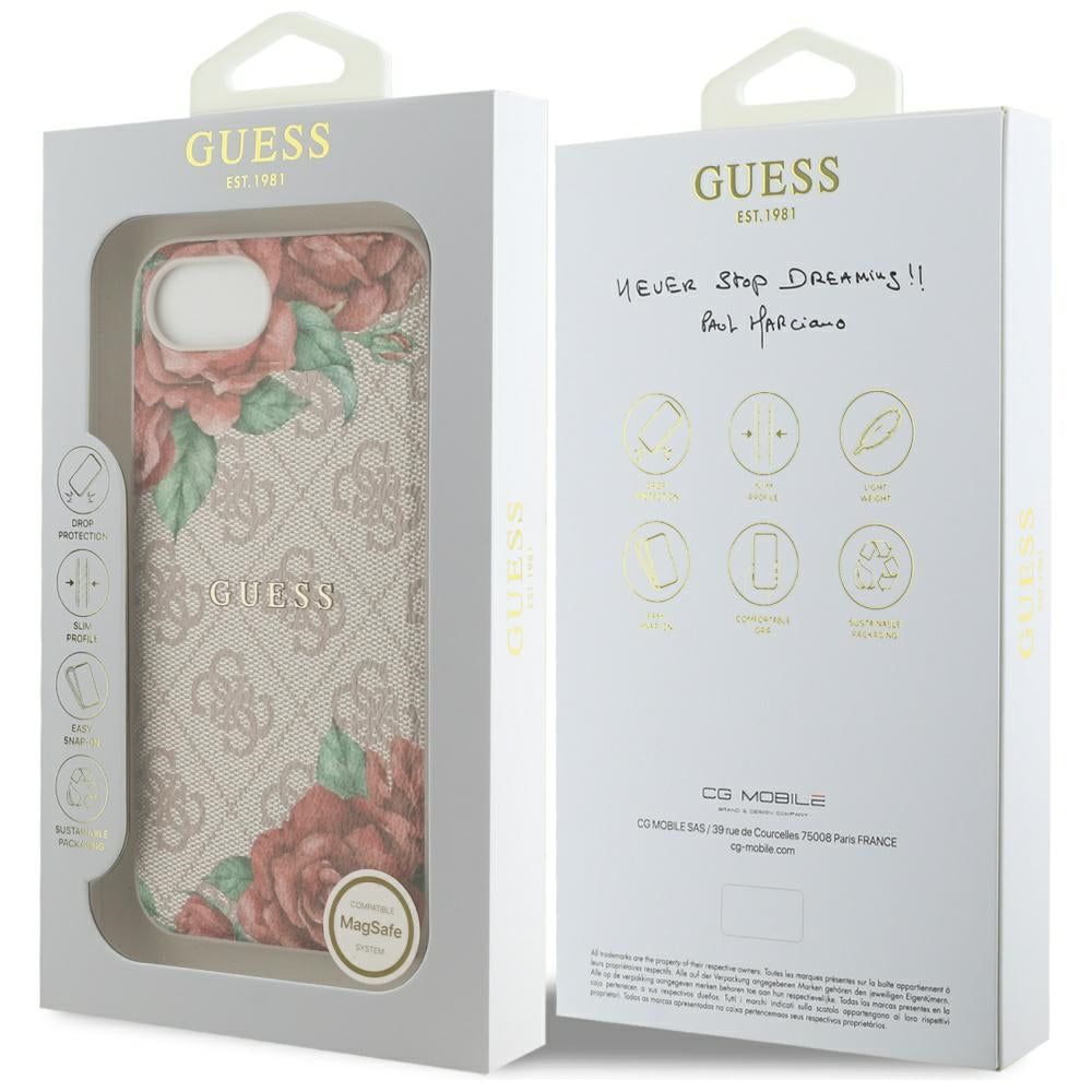 Etui MagSafe dla Apple iPhone 17e / 16e, Guess, 4G Flowers Print, Różowy