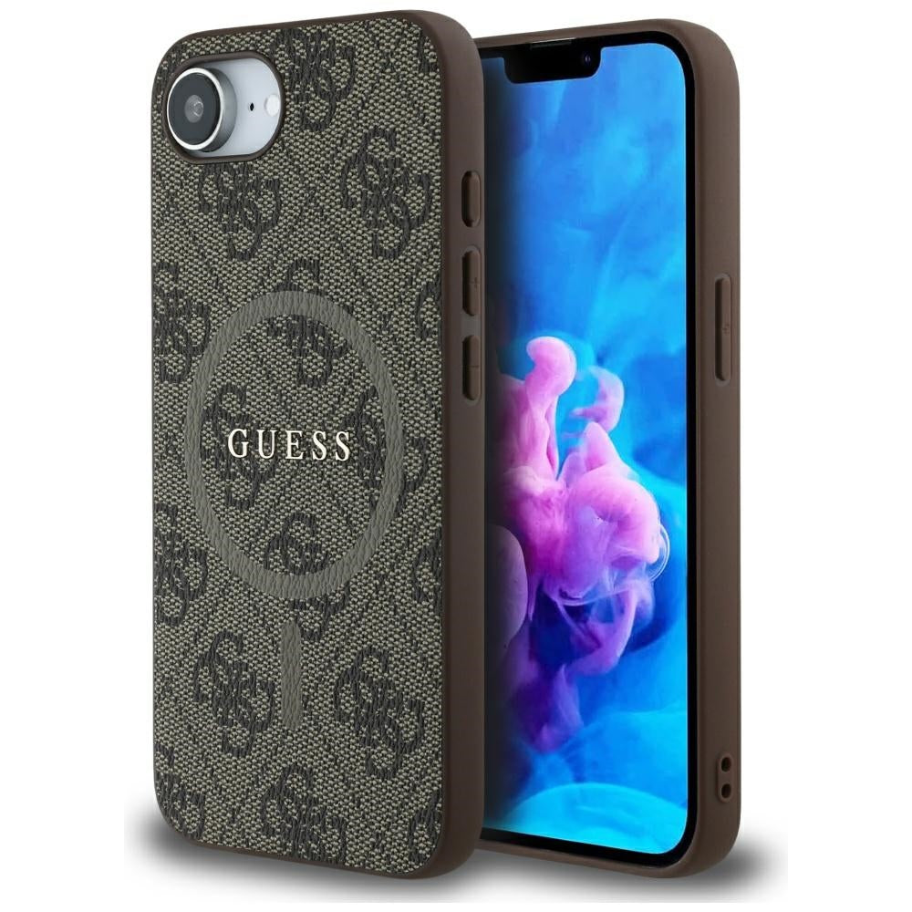 Etui MagSafe dla Apple iPhone 17e / 16e, Guess, 4G Ring Classic Logo, Brązowy