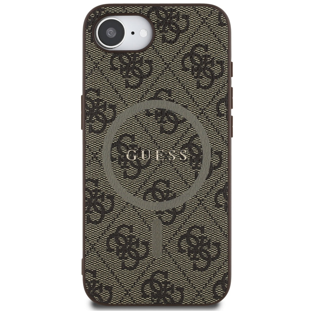 Etui MagSafe dla Apple iPhone 17e / 16e, Guess, 4G Ring Classic Logo, Brązowy