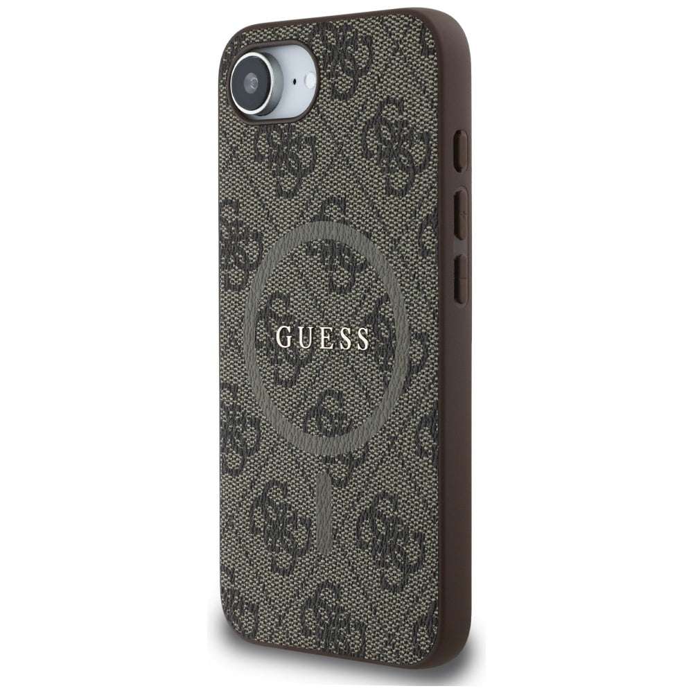 Etui MagSafe dla Apple iPhone 17e / 16e, Guess, 4G Ring Classic Logo, Brązowy