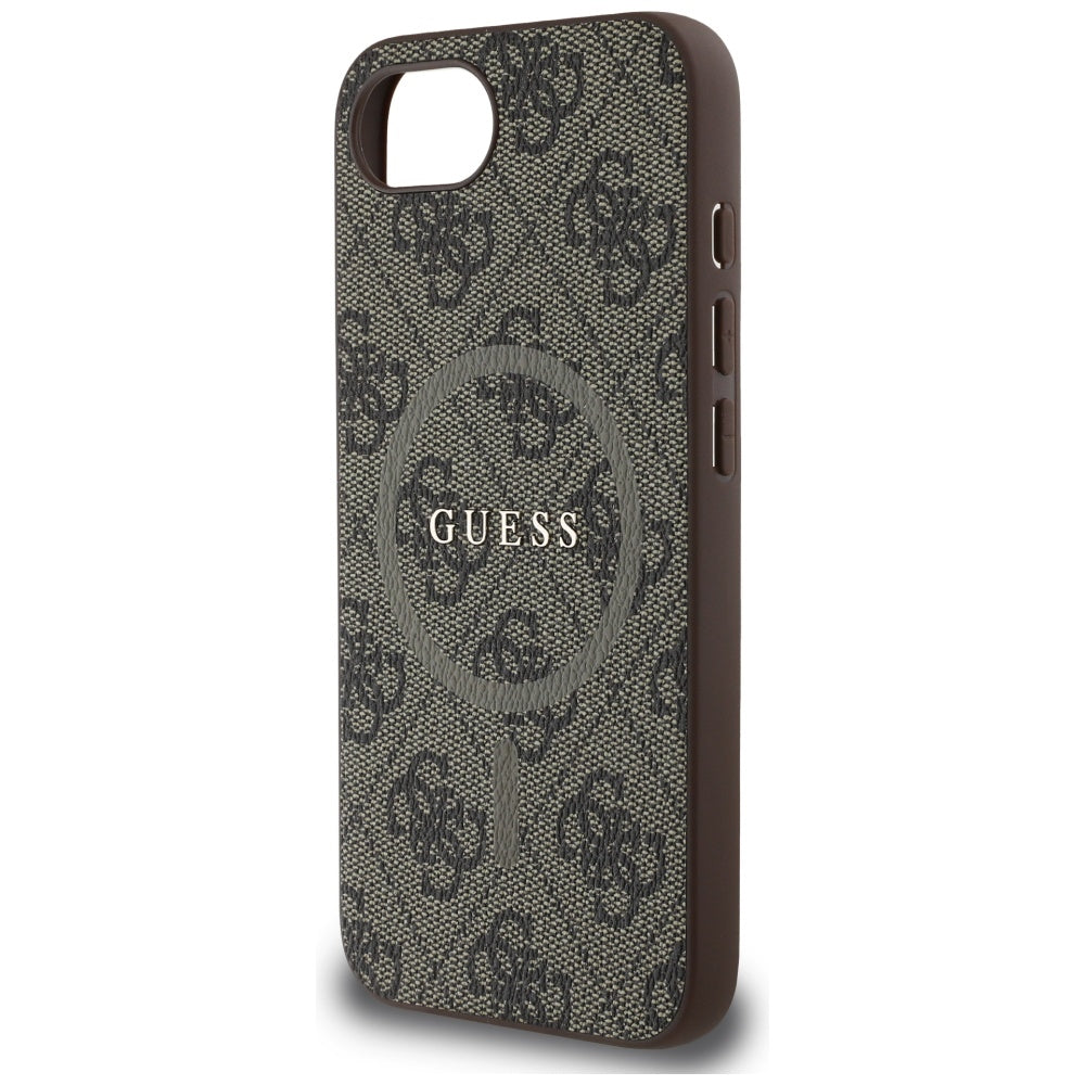 Etui MagSafe dla Apple iPhone 17e / 16e, Guess, 4G Ring Classic Logo, Brązowy