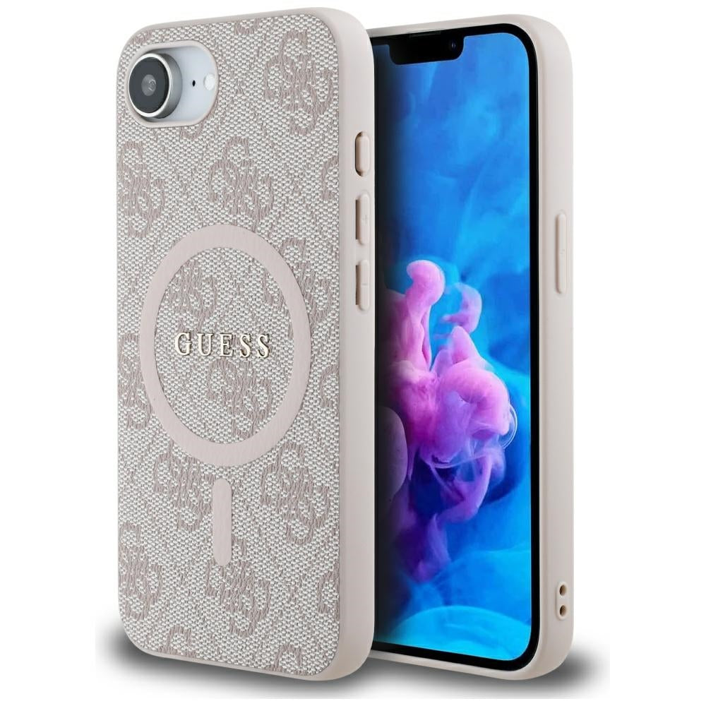 Etui MagSafe dla Apple iPhone 17e / 16e, Guess, 4G Ring Classic Logo, Różowy