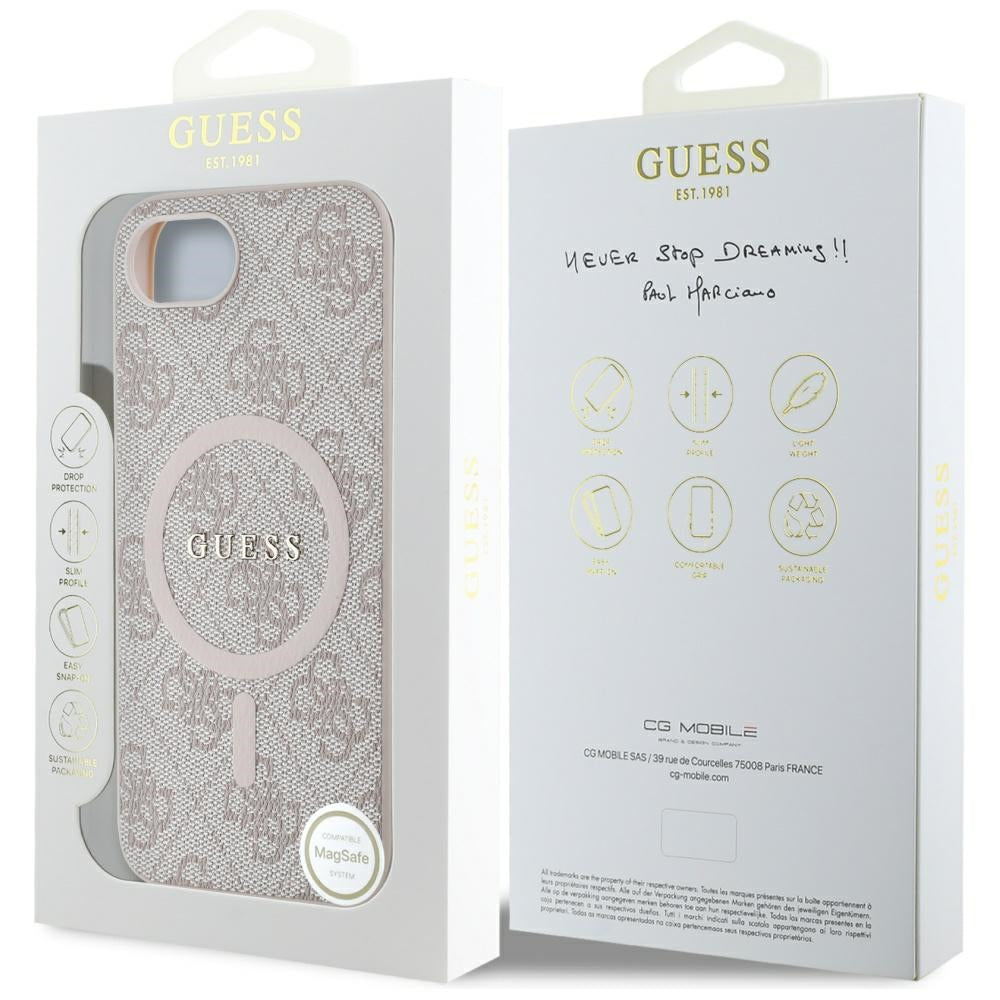 Etui MagSafe dla Apple iPhone 17e / 16e, Guess, 4G Ring Classic Logo, Różowy