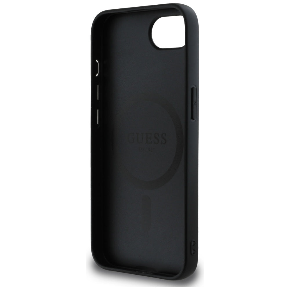 Etui MagSafe dla Apple iPhone 17e / 16e, Guess, 4G Ring Triangle Logo, Czarne
