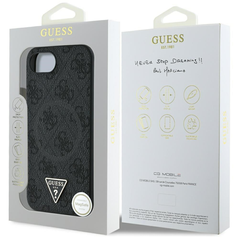 Etui MagSafe dla Apple iPhone 17e / 16e, Guess, 4G Ring Triangle Logo, Czarne