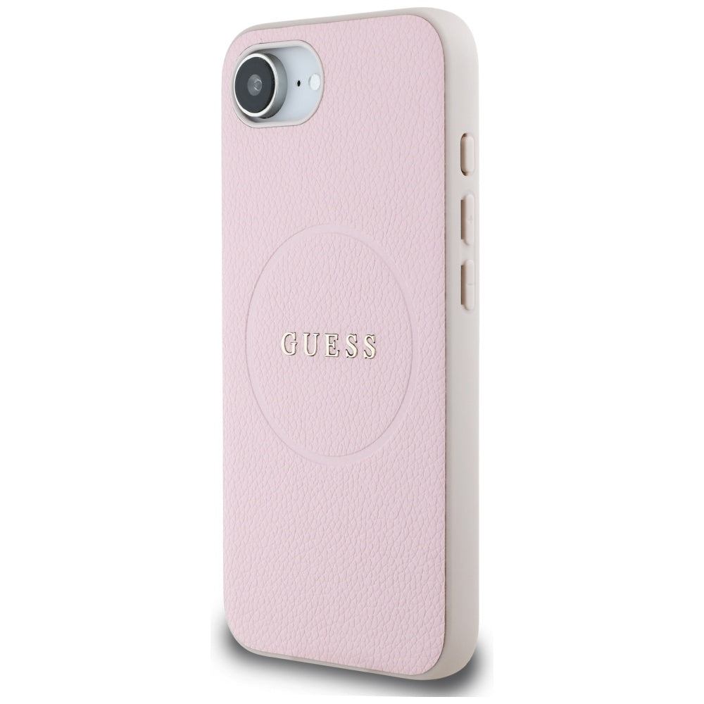 Etui MagSafe dla Apple iPhone 17e / 16e, Guess, Grained Gold Ring, Różowy