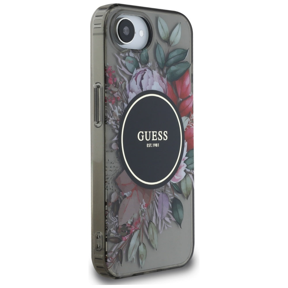 Etui MagSafe dla Apple iPhone 17e / 16e, Guess, IML Flowers, Czarne