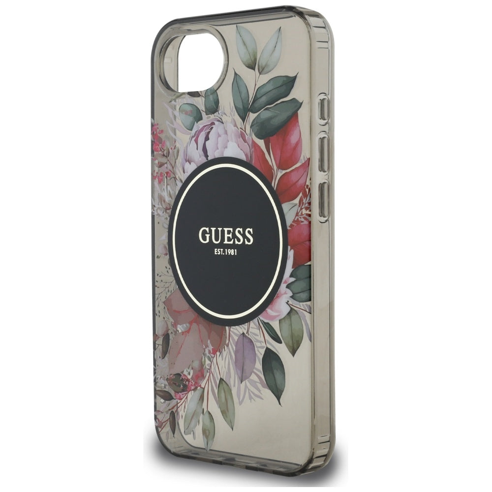 Etui MagSafe dla Apple iPhone 17e / 16e, Guess, IML Flowers, Czarne