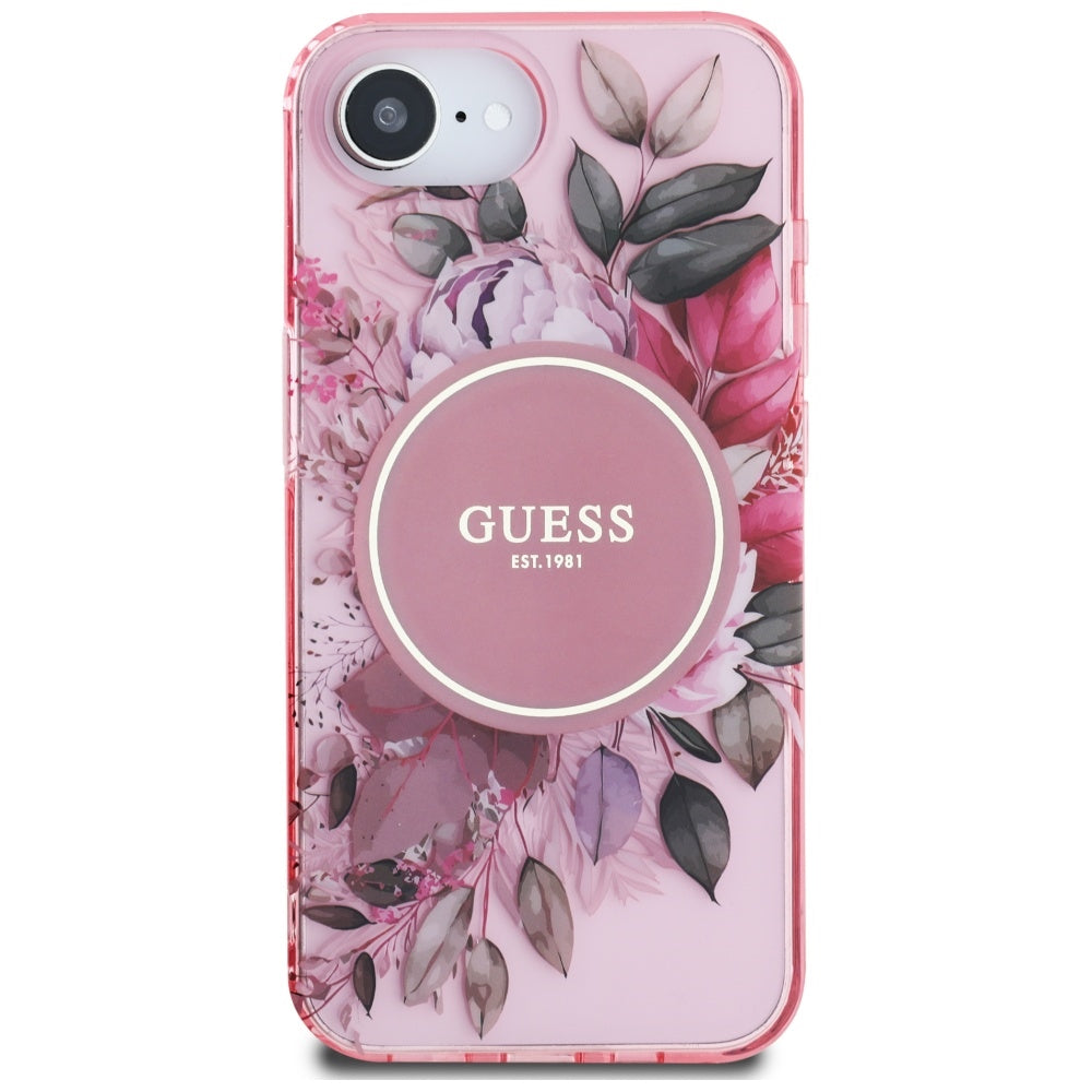 MagSafe Case for Apple iPhone 17e / 16e, Guess, IML Flowers, Pink